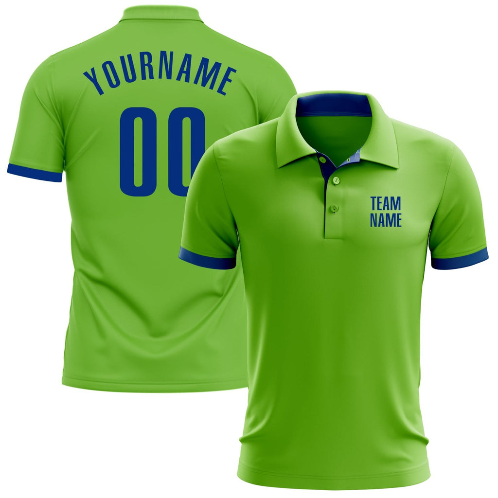 Custom Neon Green Royal Performance Golf Polo Shirt photo 1