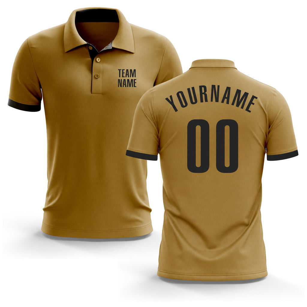 Custom Old Gold Black Performance Golf Polo Shirt