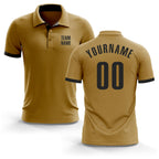 Custom Old Gold Black Performance Golf Polo Shirt