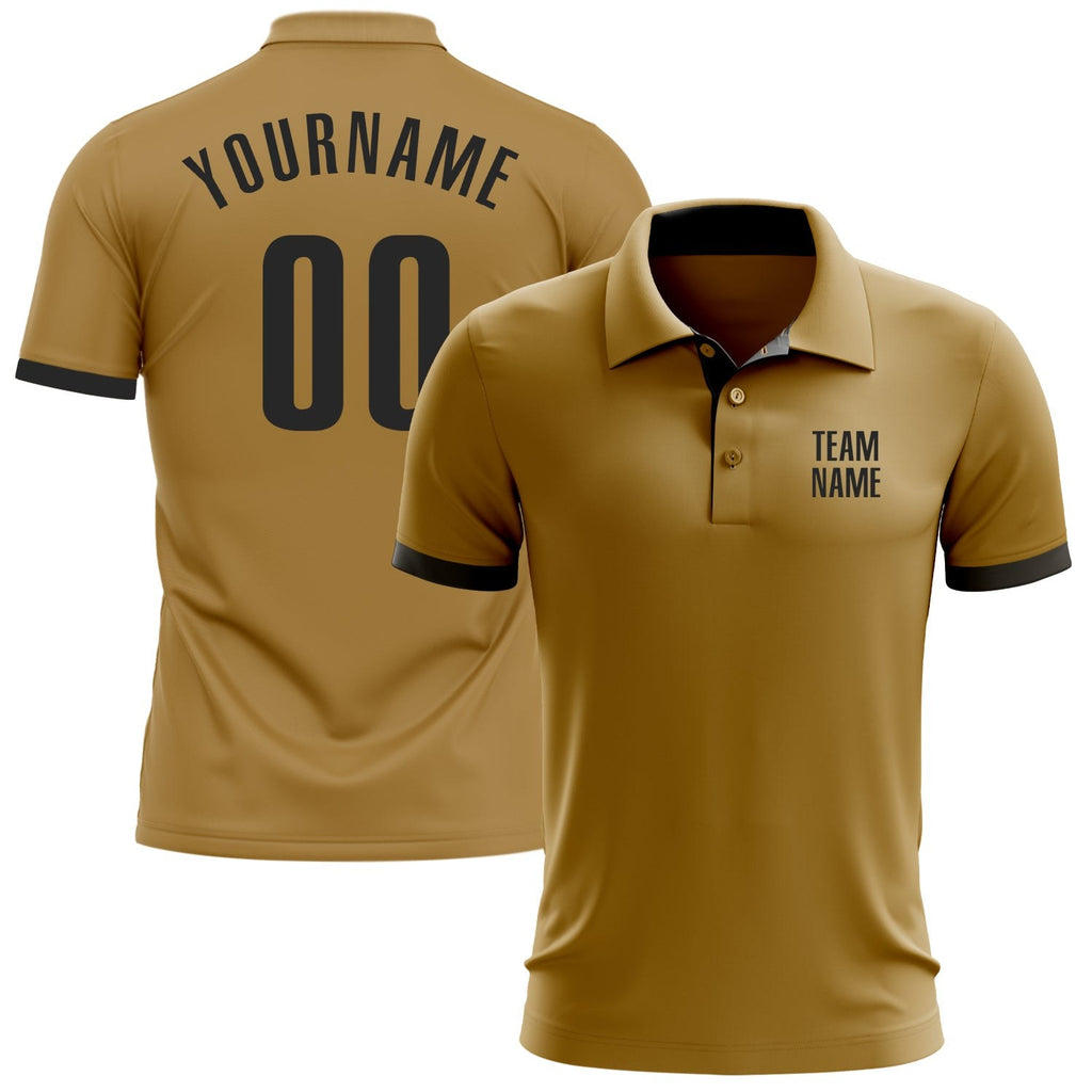 Custom Old Gold Black Performance Golf Polo Shirt photo 1