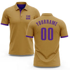 Custom Old Gold Purple Performance Golf Polo Shirt