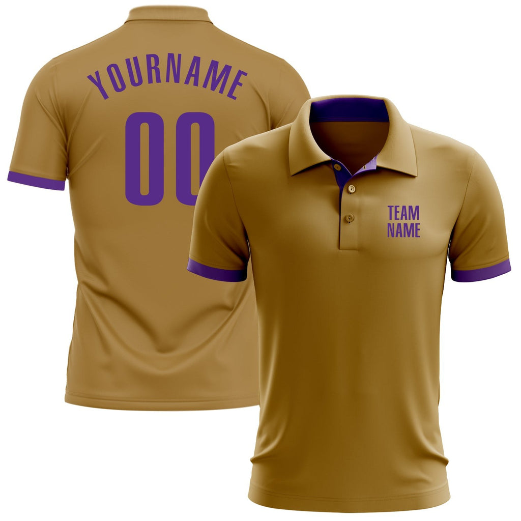 Custom Old Gold Purple Performance Golf Polo Shirt photo 1