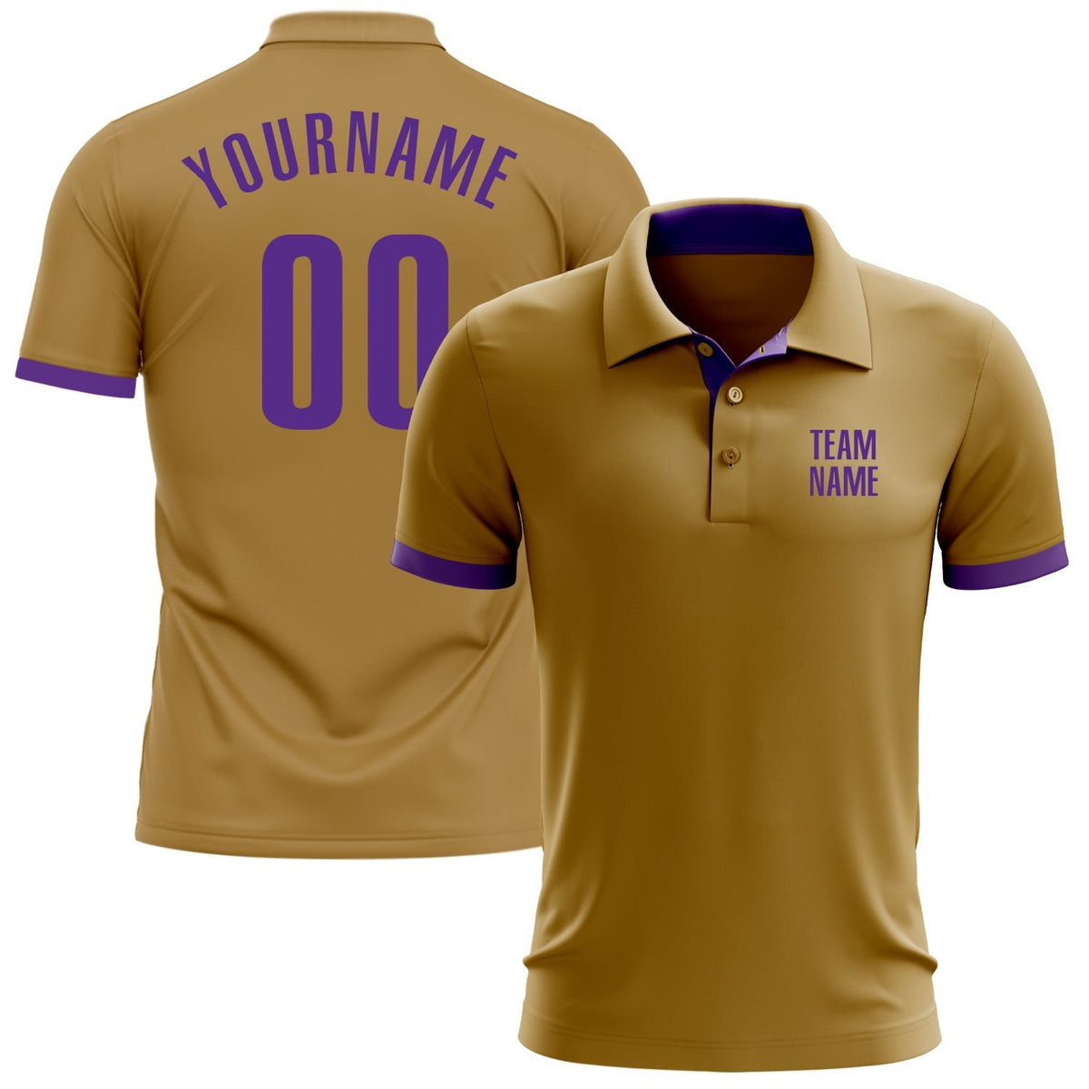 Custom Old Gold Purple Performance Golf Polo Shirt photo 1