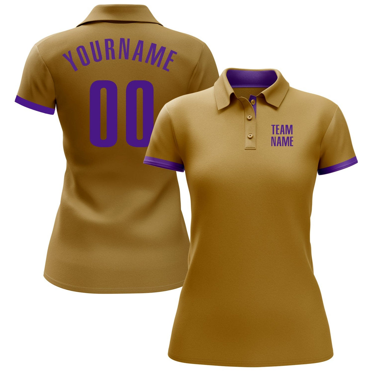Custom Old Gold Purple Performance Golf Polo Shirt photo 2