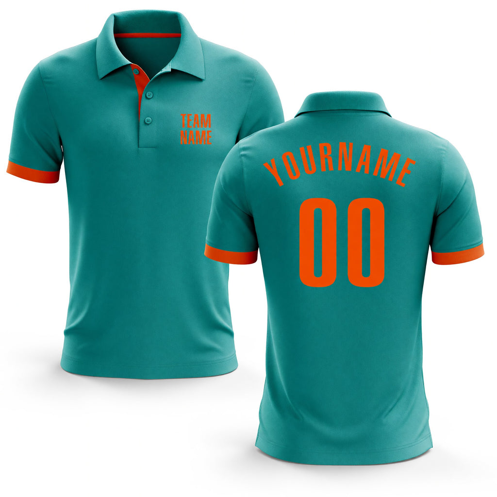 Custom Aqua Orange Performance Golf Polo Shirt