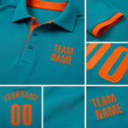 Custom Aqua Orange Performance Golf Polo Shirt detail