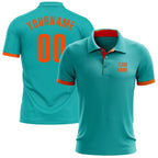 Custom Aqua Orange Performance Golf Polo Shirt photo 1