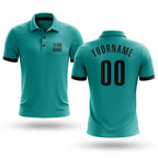 Custom Aqua Black Performance Golf Polo Shirt