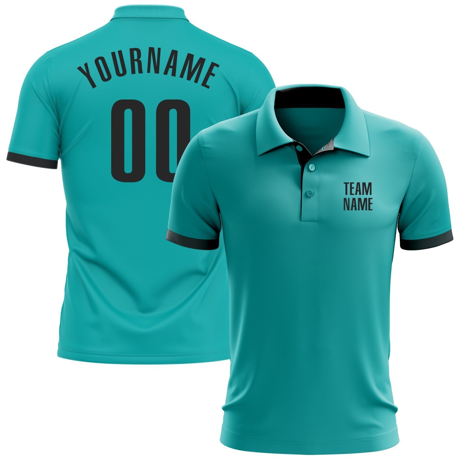 Custom Aqua Black Performance Golf Polo Shirt photo 1
