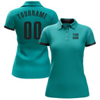Custom Aqua Black Performance Golf Polo Shirt photo 2