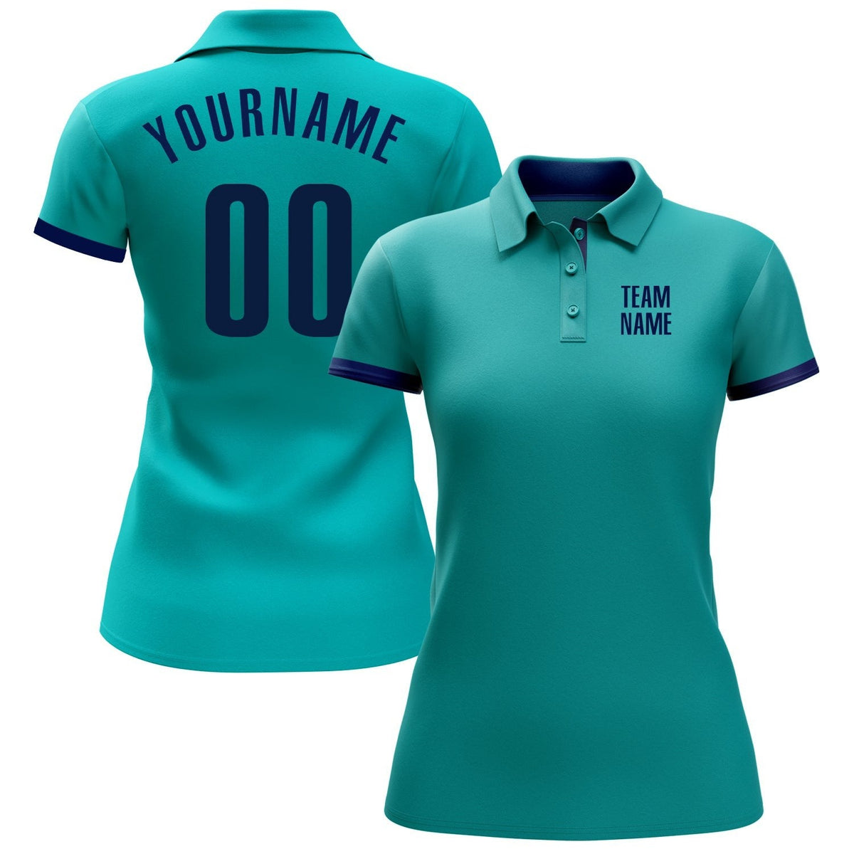 Custom Aqua Navy Performance Golf Polo Shirt photo 2