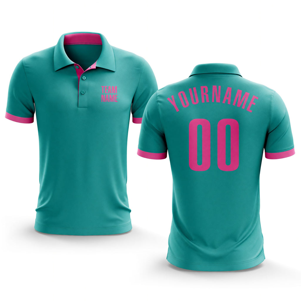 Custom Aqua Pink Performance Golf Polo Shirt