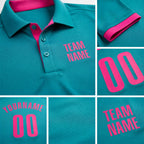 Custom Aqua Pink Performance Golf Polo Shirt detail