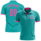 Custom Aqua Pink Performance Golf Polo Shirt photo 1