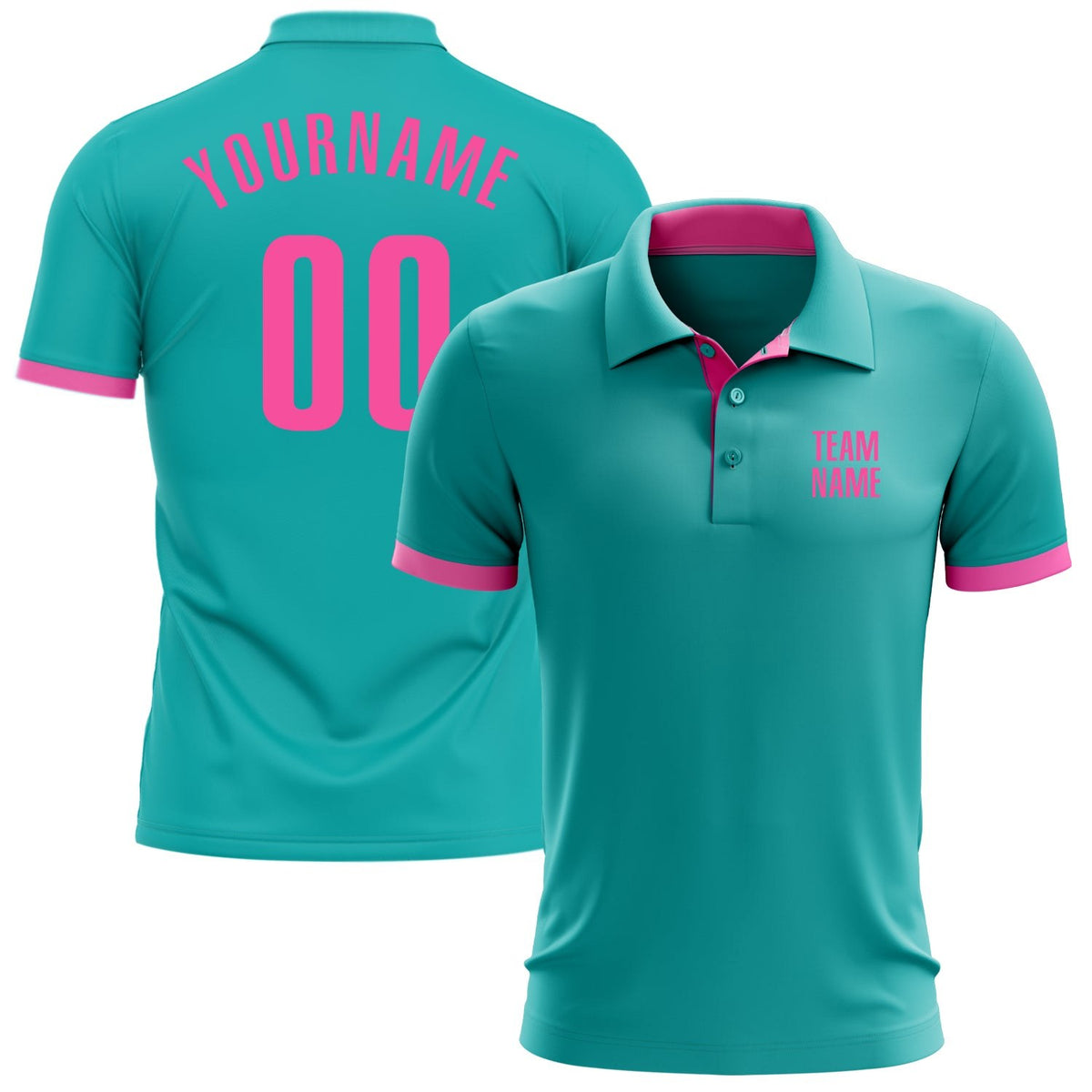 Custom Aqua Pink Performance Golf Polo Shirt photo 1