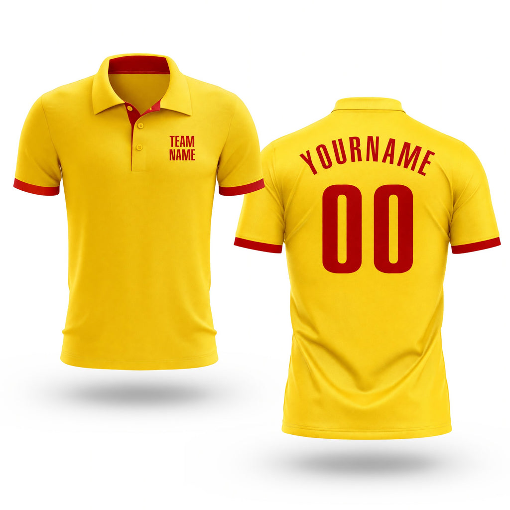 Custom Yellow Red Performance Golf Polo Shirt