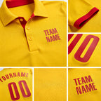 Custom Yellow Red Performance Golf Polo Shirt detail
