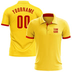 Custom Yellow Red Performance Golf Polo Shirt photo 1