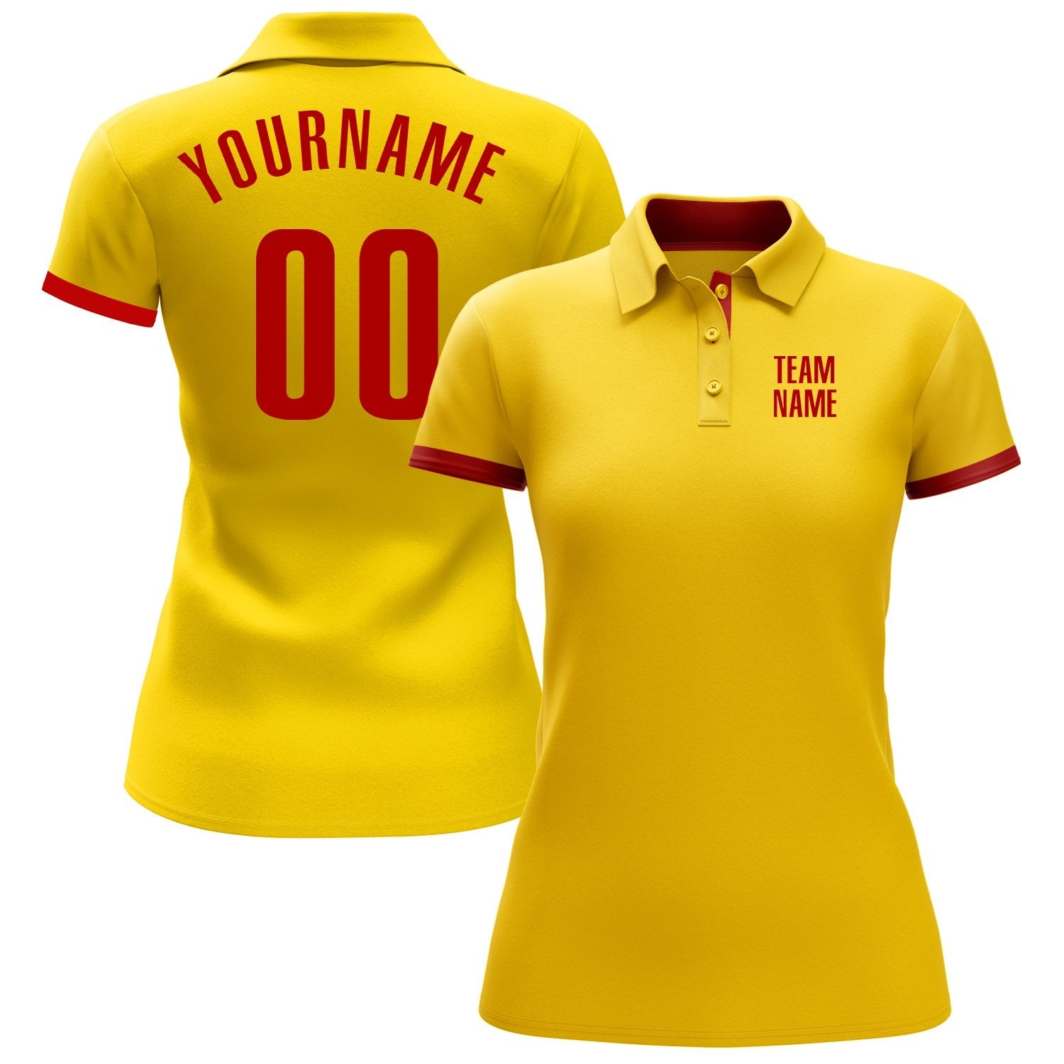 Custom Yellow Red Performance Golf Polo Shirt photo 2