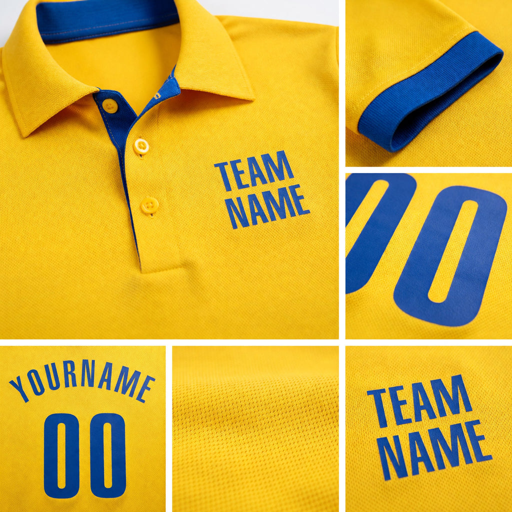 Custom Yellow Royal Performance Golf Polo Shirt detail