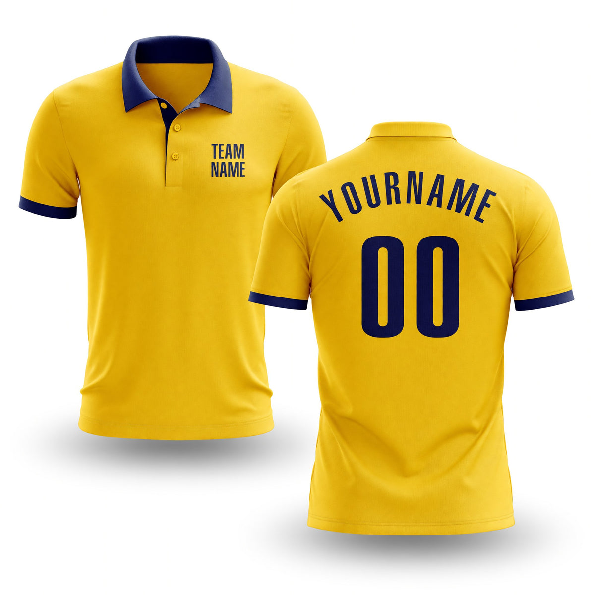 Custom Yellow Navy Performance Golf Polo Shirt