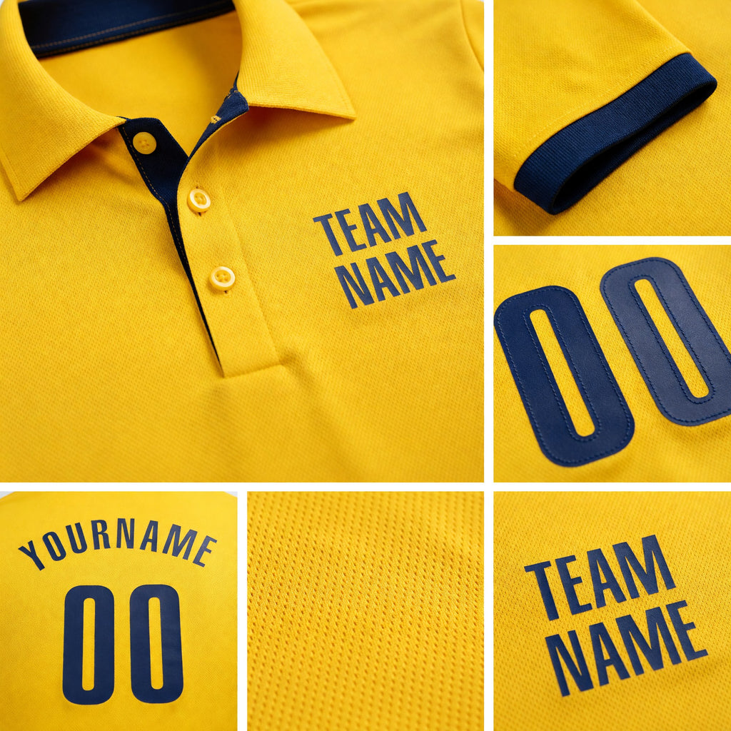 Custom Yellow Navy Performance Golf Polo Shirt detail