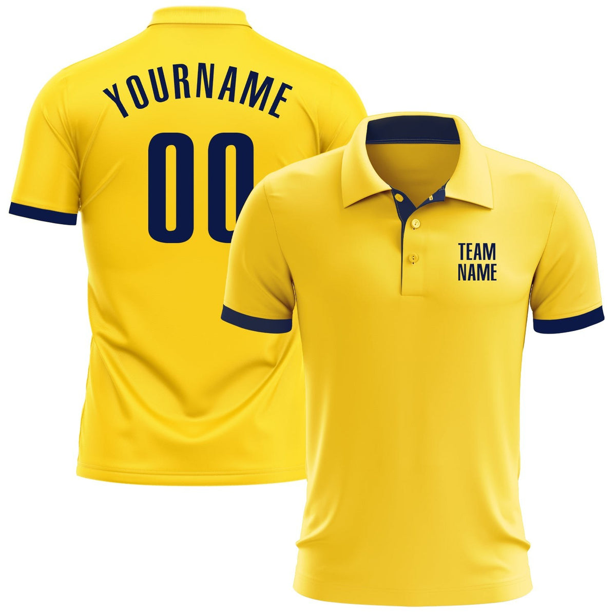 Custom Yellow Navy Performance Golf Polo Shirt photo 1