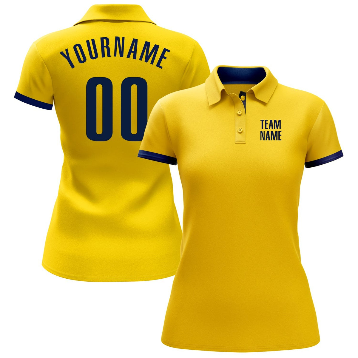 Custom Yellow Navy Performance Golf Polo Shirt photo 2