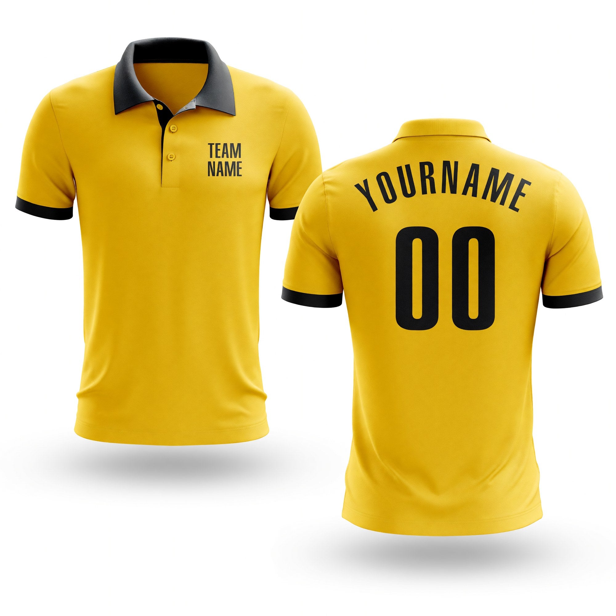 Custom Yellow Black Performance Golf Polo Shirt