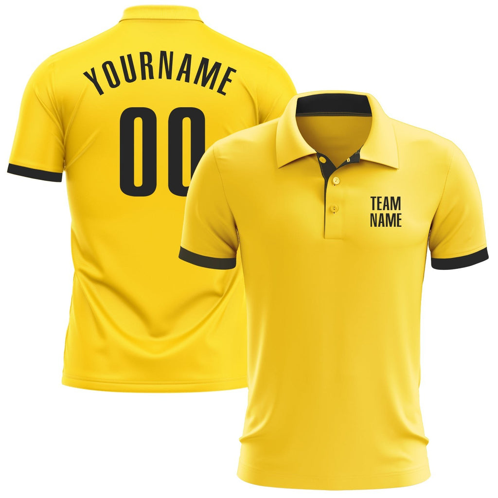 Custom Yellow Black Performance Golf Polo Shirt photo 1