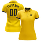 Custom Yellow Black Performance Golf Polo Shirt photo 2