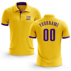 Custom Yellow Purple Performance Golf Polo Shirt