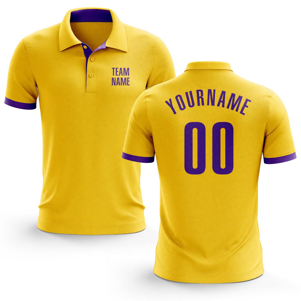 Custom Yellow Purple Performance Golf Polo Shirt