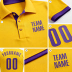 Custom Yellow Purple Performance Golf Polo Shirt detail