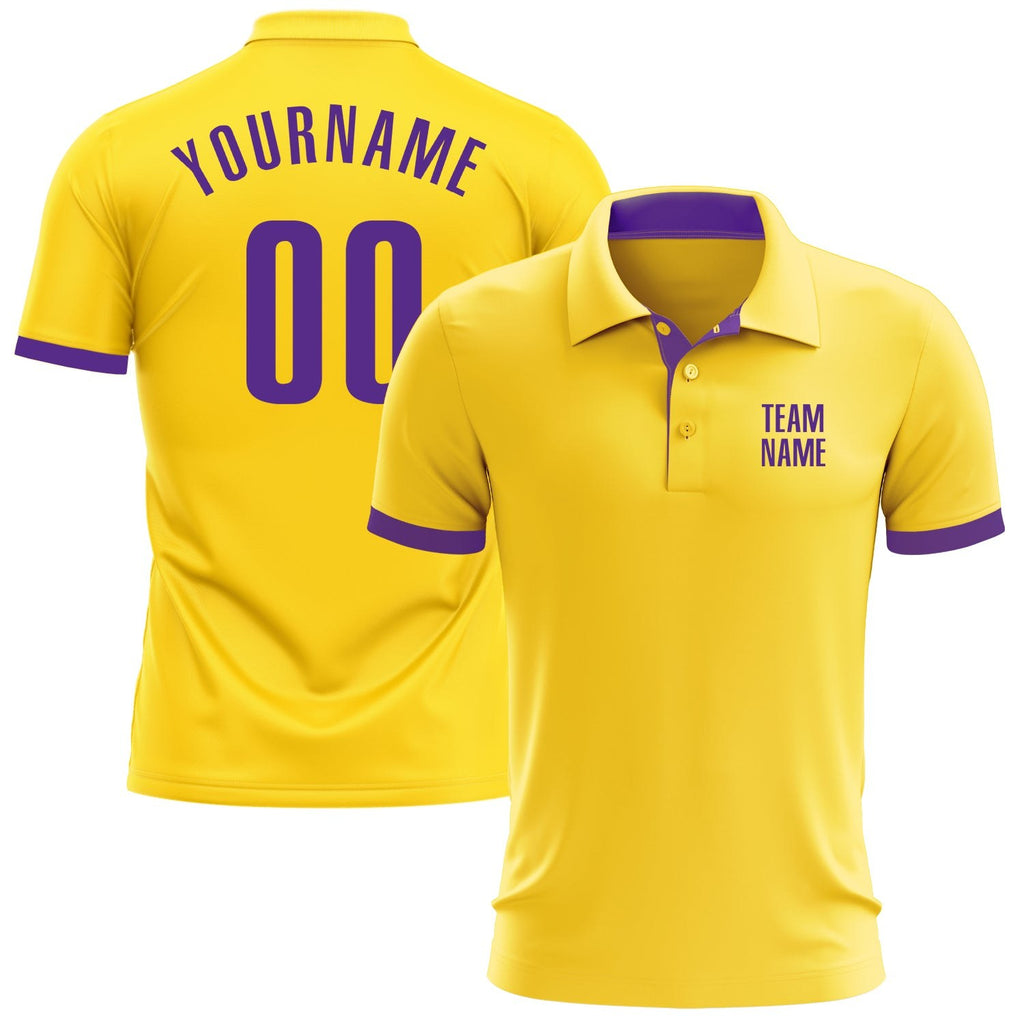 Custom Yellow Purple Performance Golf Polo Shirt photo 1