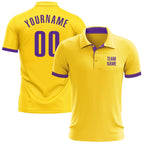 Custom Yellow Purple Performance Golf Polo Shirt photo 1