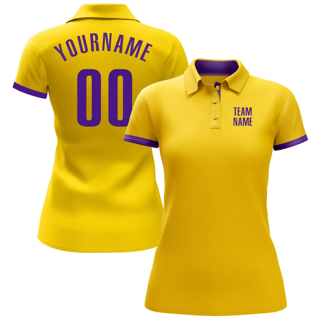Custom Yellow Purple Performance Golf Polo Shirt photo 2