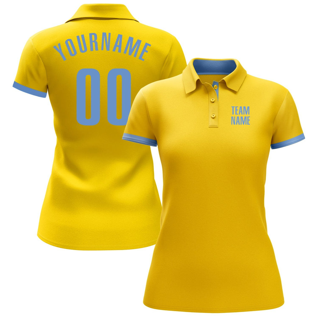 Custom Yellow Light Blue Performance Golf Polo Shirt photo 2