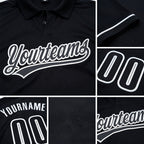 Custom Black White Performance Vapor Golf Polo Shirt detail
