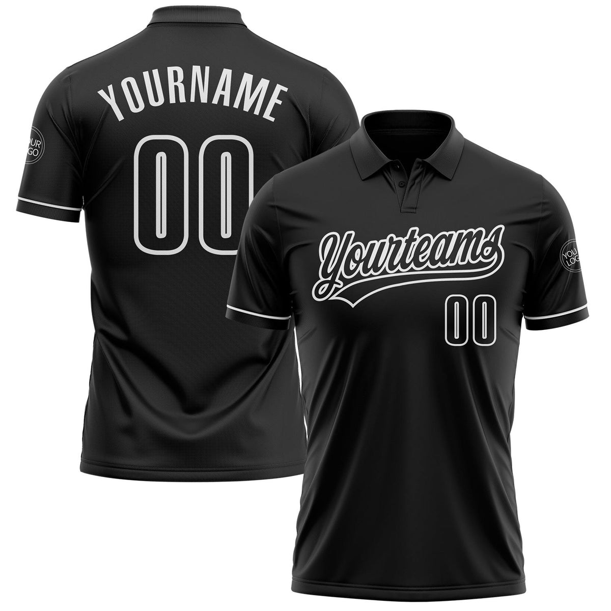 Custom Black White Performance Vapor Golf Polo Shirt photo 1