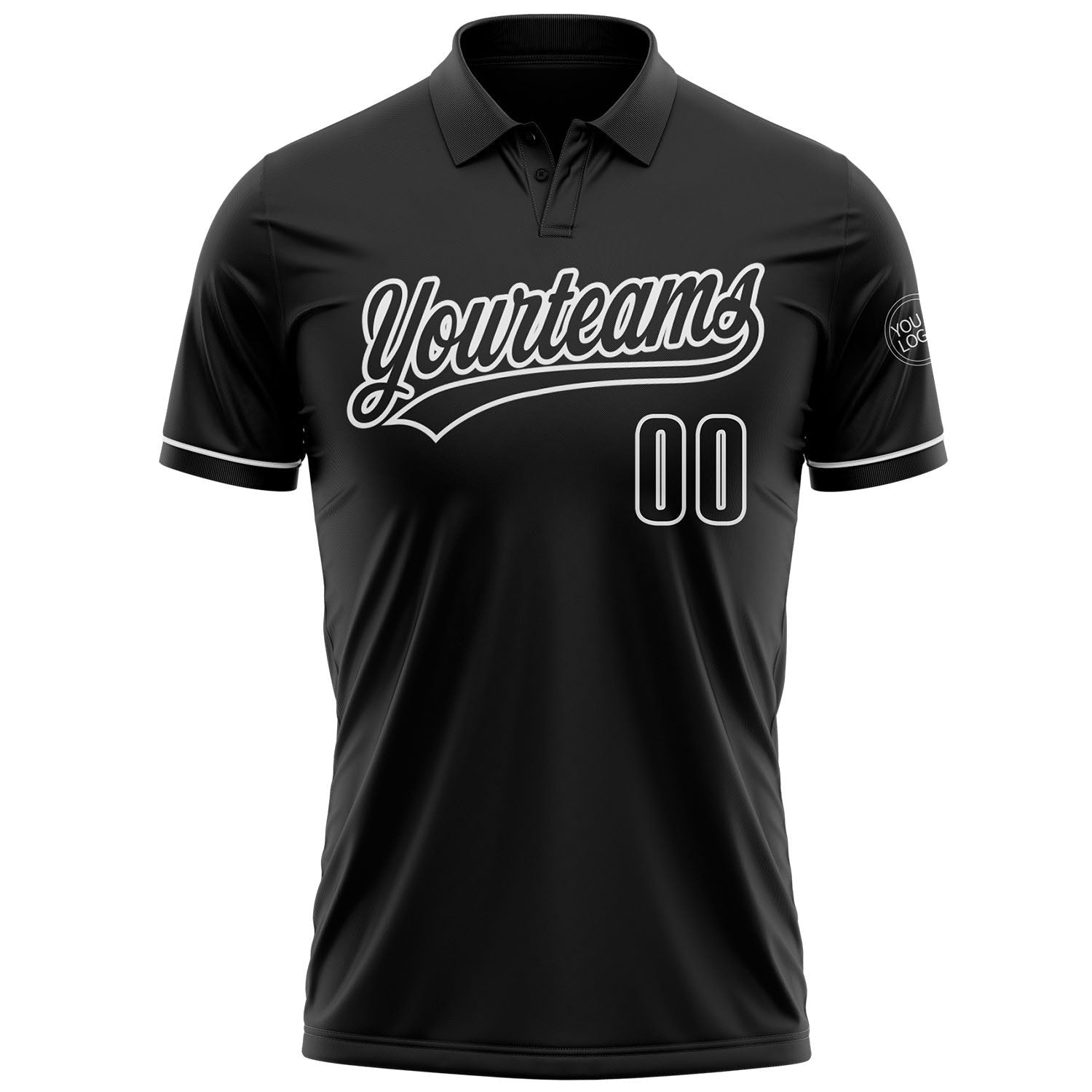Custom Black White Performance Vapor Golf Polo Shirt photo 2