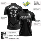 Custom Black White Performance Vapor Golf Polo Shirt photo 3