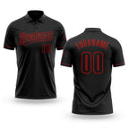 Custom Black Red Performance Vapor Golf Polo Shirt