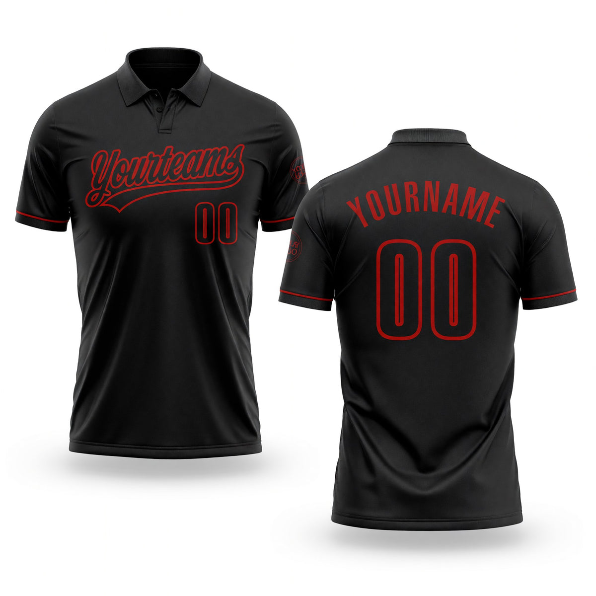 Custom Black Red Performance Vapor Golf Polo Shirt