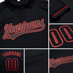 Custom Black Red Performance Vapor Golf Polo Shirt detail