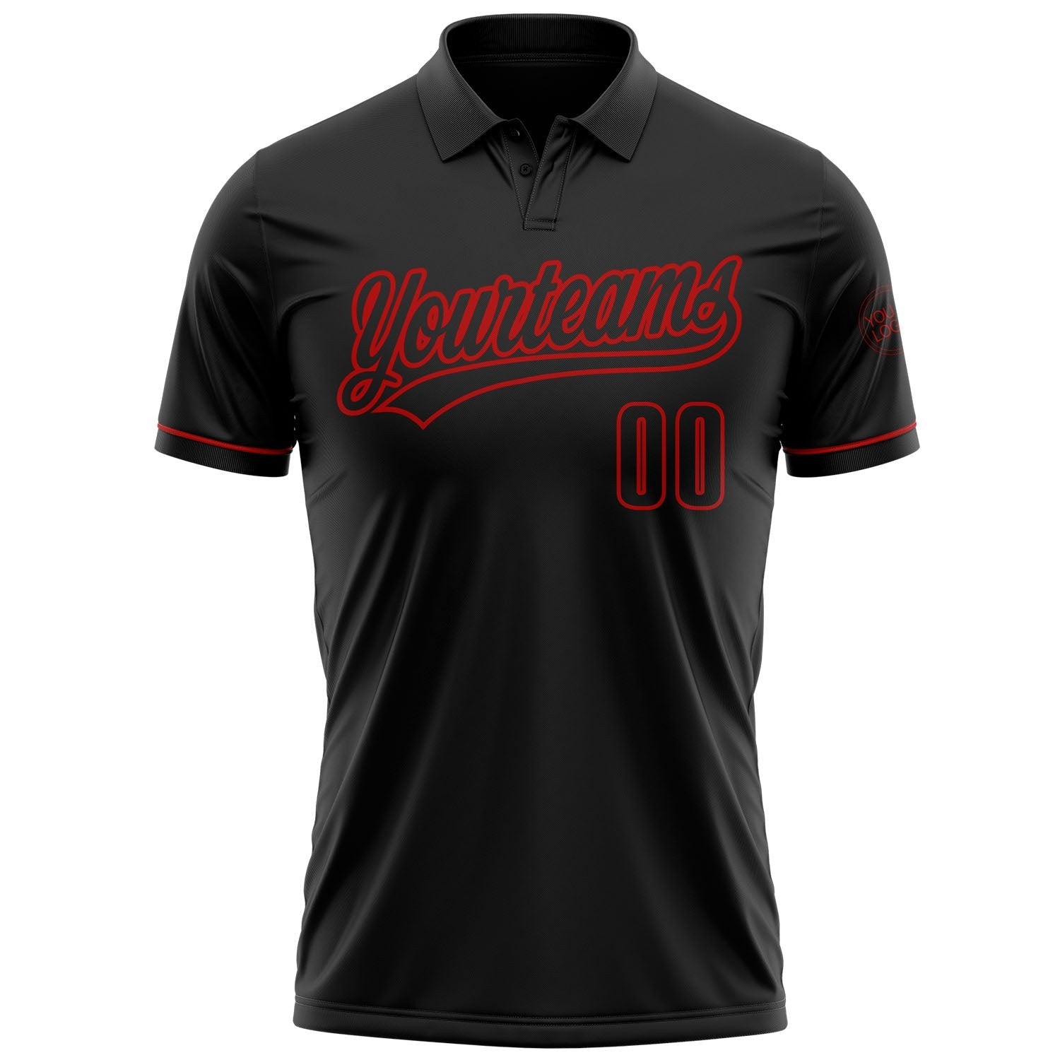 Custom Black Red Performance Vapor Golf Polo Shirt photo 2