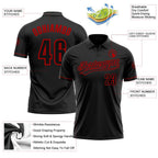 Custom Black Red Performance Vapor Golf Polo Shirt photo 3