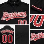 Custom Black Red-White Performance Vapor Golf Polo Shirt detail