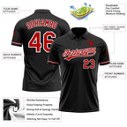 Custom Black Red-White Performance Vapor Golf Polo Shirt photo 3
