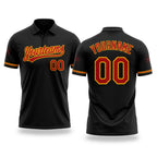 Custom Black Red-Gold Performance Vapor Golf Polo Shirt